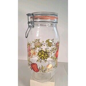 Vintage ARC SPICE of LIFE 2L Glass Jar Canister Made in France Mushroom Tomato